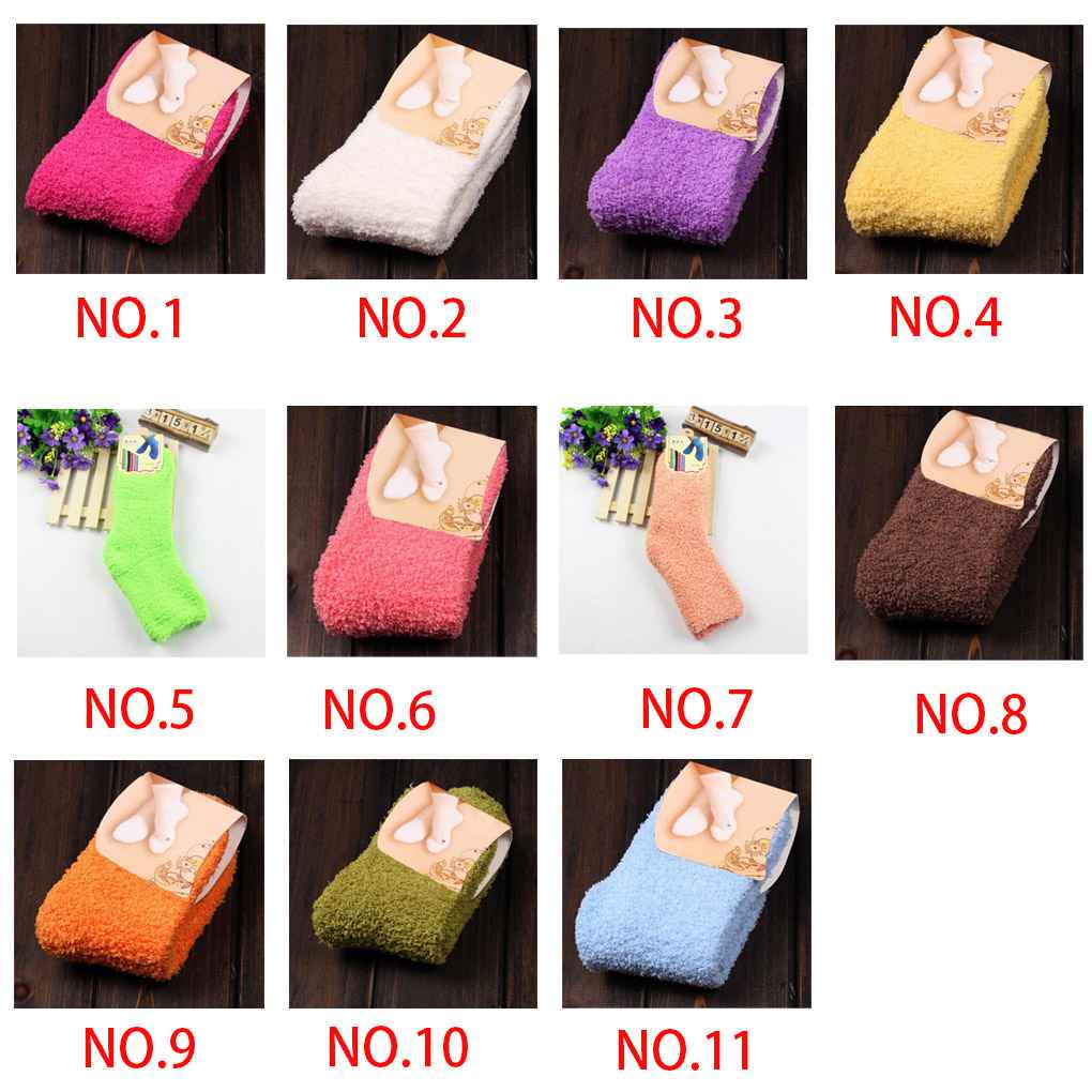 Fashion Casual Home Women Girls Soft Bed Floor Socks Fluffy Warm Pure Color