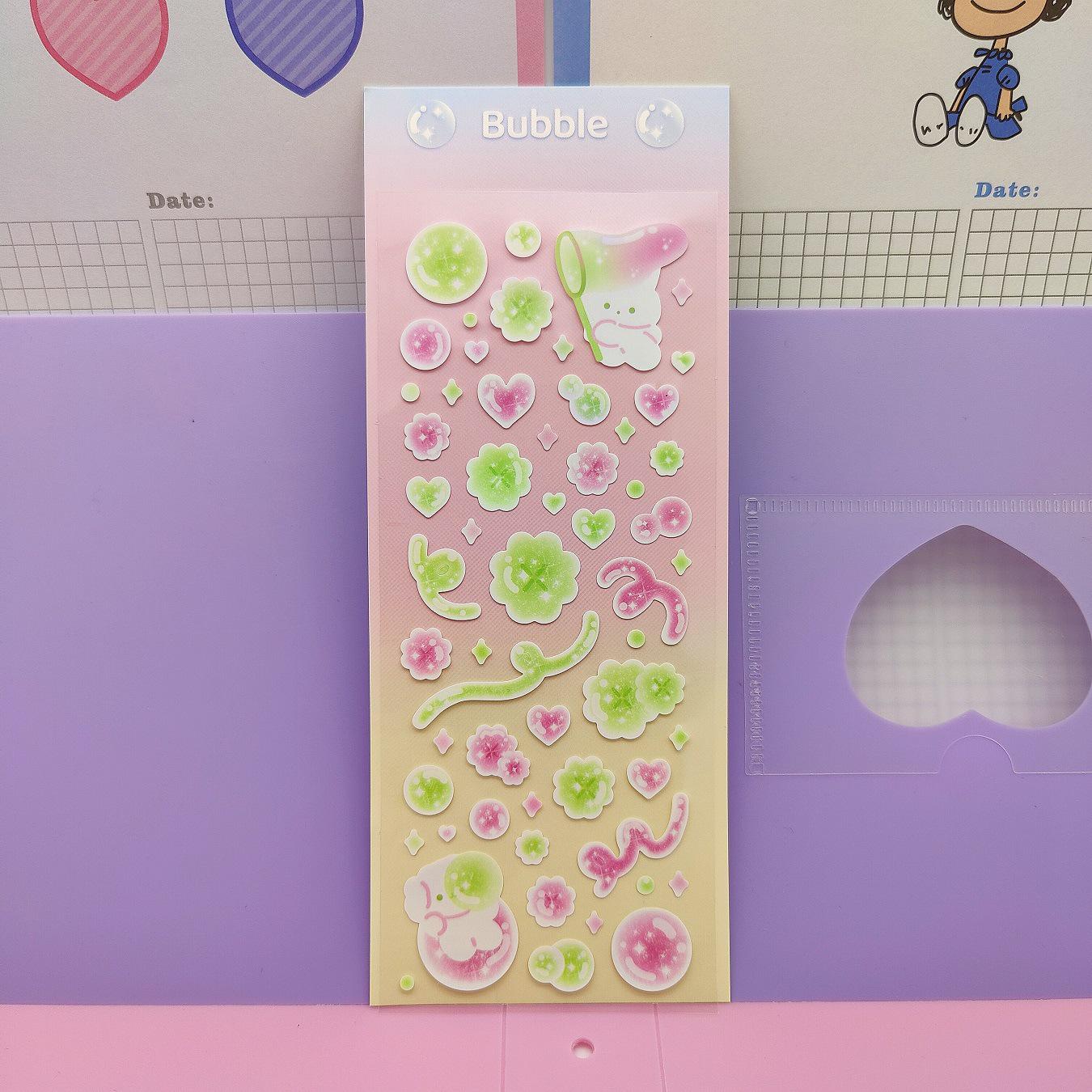 Original Korean Guka Cute Animal Bubble Laser Journal Stickers