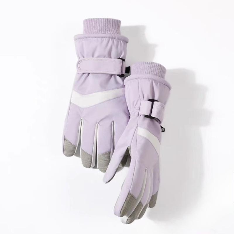 Ski Gloves Men s and Women s Thermal Gloves Outdoor Snow Play Thickened Waterproof and Cold-proof Velvet Travel Cycling Gloves фиолетовый
