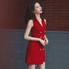 In Stock: Summer 2025 High-End Waist-Cinching Women's Sleeveless Suit Dress