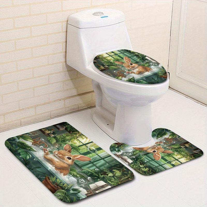 1/4 buc Set Perdea de Duș Impermeabilă Ziua de Paște de Primăvară Set Decorativ de Baie Covor Antiderapant Capac pentru Toaletă Covoraș de Baie și 12 Cârlige