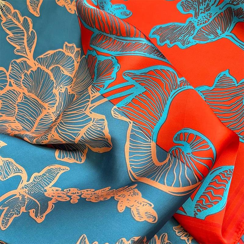 Luxury Design Print Silk Square Scarf Women Soft Satin Horse Hairband Neckerchief Office Hijab Headband Foulard Bag Ribbons Gift