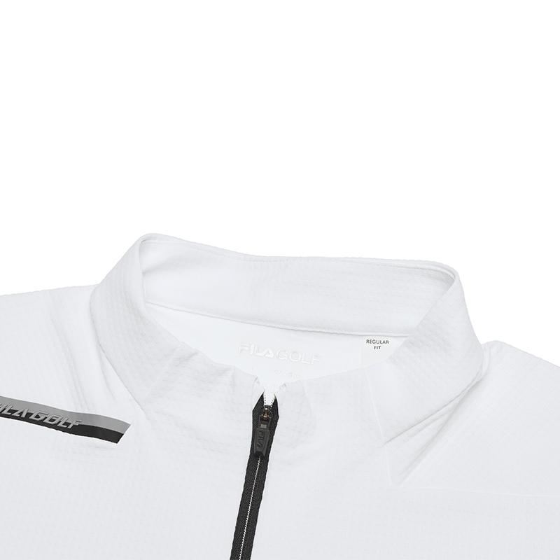 FILA Stand Collar Half Zip Knit Long Sleeve T-Shirt Men Tops Jade-White A11M515210FWT