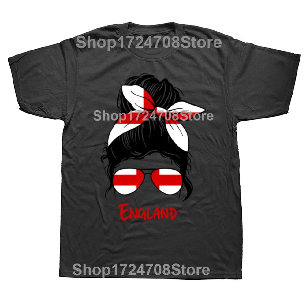 Lustiges England Englisches Mädchen Britische Frau Flagge T-Shirts Herren Damen Mode Lässiges T-Shirt 100% Baumwolle Locker Übergröße T-Shirt