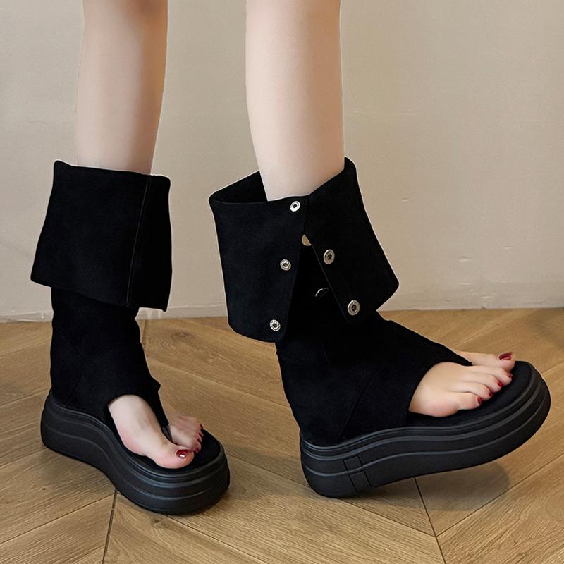 Modne płaskie sandały na platformie dla kobiet, designerskie nowe buty, modne letnie damskie chłodne botki 2025 z klipsem na palec, casualowe do chodzenia, Zapatos De Mujer