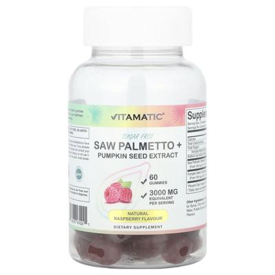 Saw Palmetto + Extrakt z dýňových semen, Přírodní malina, 60 gumídků