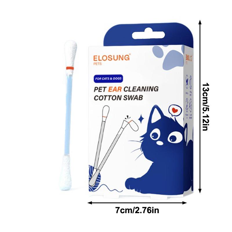 

50 шт./коробка 2 в 1 Ватные палочки для чистки ушей домашних животных Ушные палочки с инфузией эфирных масел Мягкое удаление ушной серы для собак и кошек