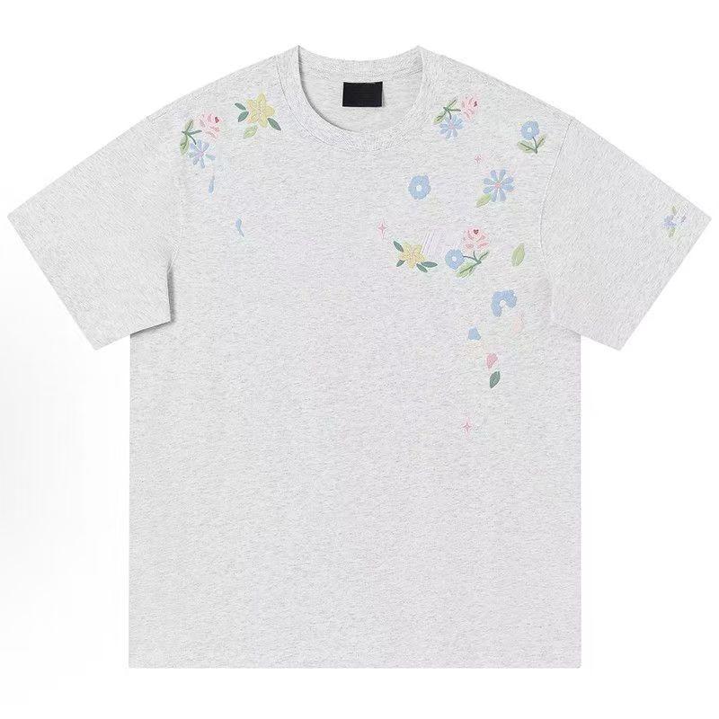 Embroidery Style Women's T-shirt Round Neck Loose Floral Pattern Ladies T-shirts Casual Comfortable Famale Short Sleeved Top