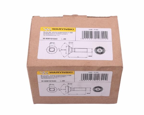 Śruba Kpl. Płużna Podsadzana D 608 M16X40 Mm Kl.10.9 Waryński ( Sprzedawane Po 10 )