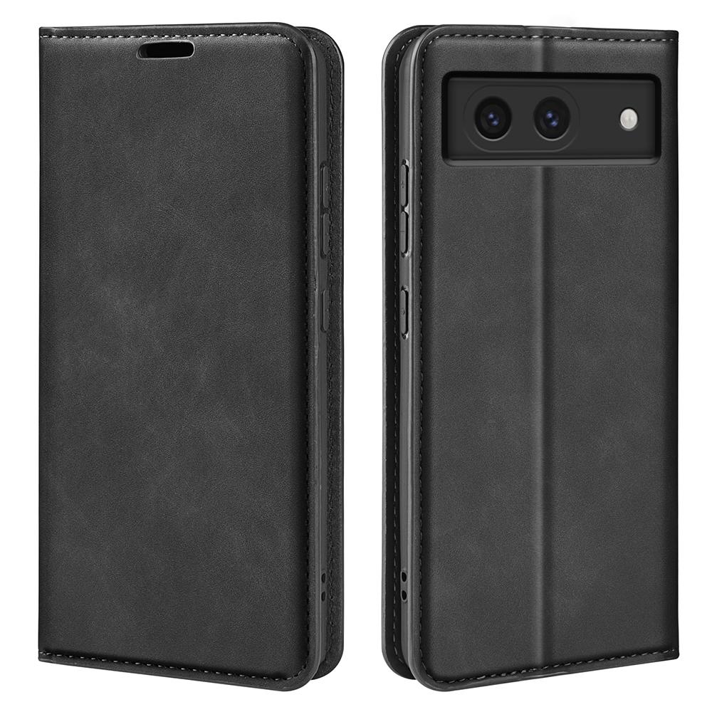 

For Google Pixel 8a Case Shockproof Phone Case Skin-Touch PU Leather Flip Cover Black