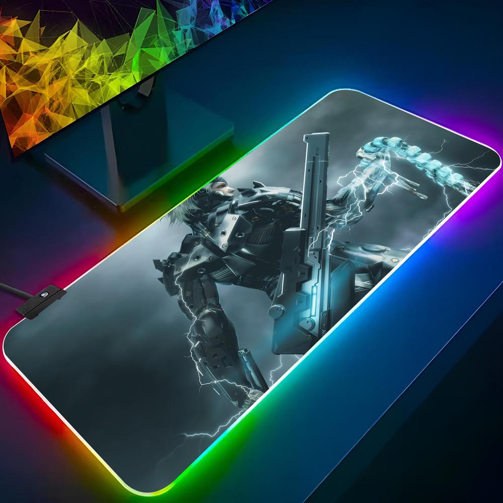 Metal Gear Solid Mouse Pad Gaming Rgb Mousepad Gifts Backlit Keyboard Gamer Girl Xxl Laptop Mat Table Pads Deskpad