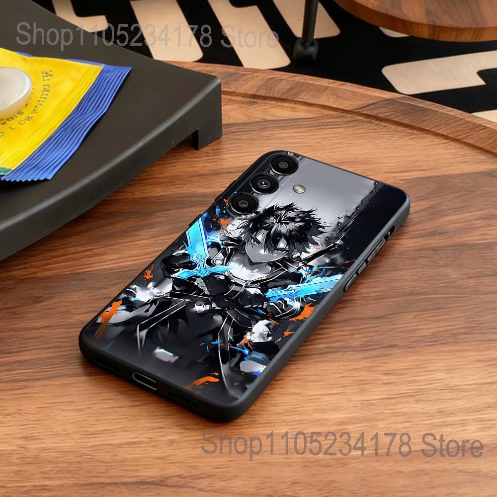 A-Asuna Anime Kirito Phone Case For Samsung S25,S24,S21,S22,S23,S30,Ultra,S20,Plus,Fe,Lite,5G Black Cover