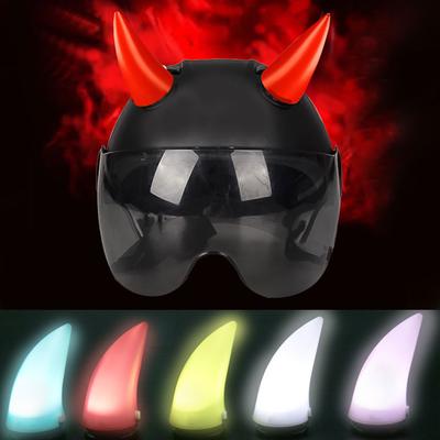 2PCS Car Motorcycle Helmet Devil Horn with Light Cute Decoration Motocross Full Face Off Road Helmet Decoration Car