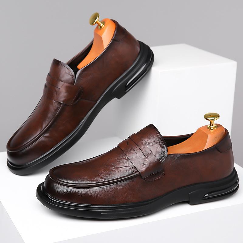 Autumn and Winter New Business Casual Leather Shoes, Leather Versatile Trend Men's British Style Leather Shoes, One Pedal Doudou Shoes