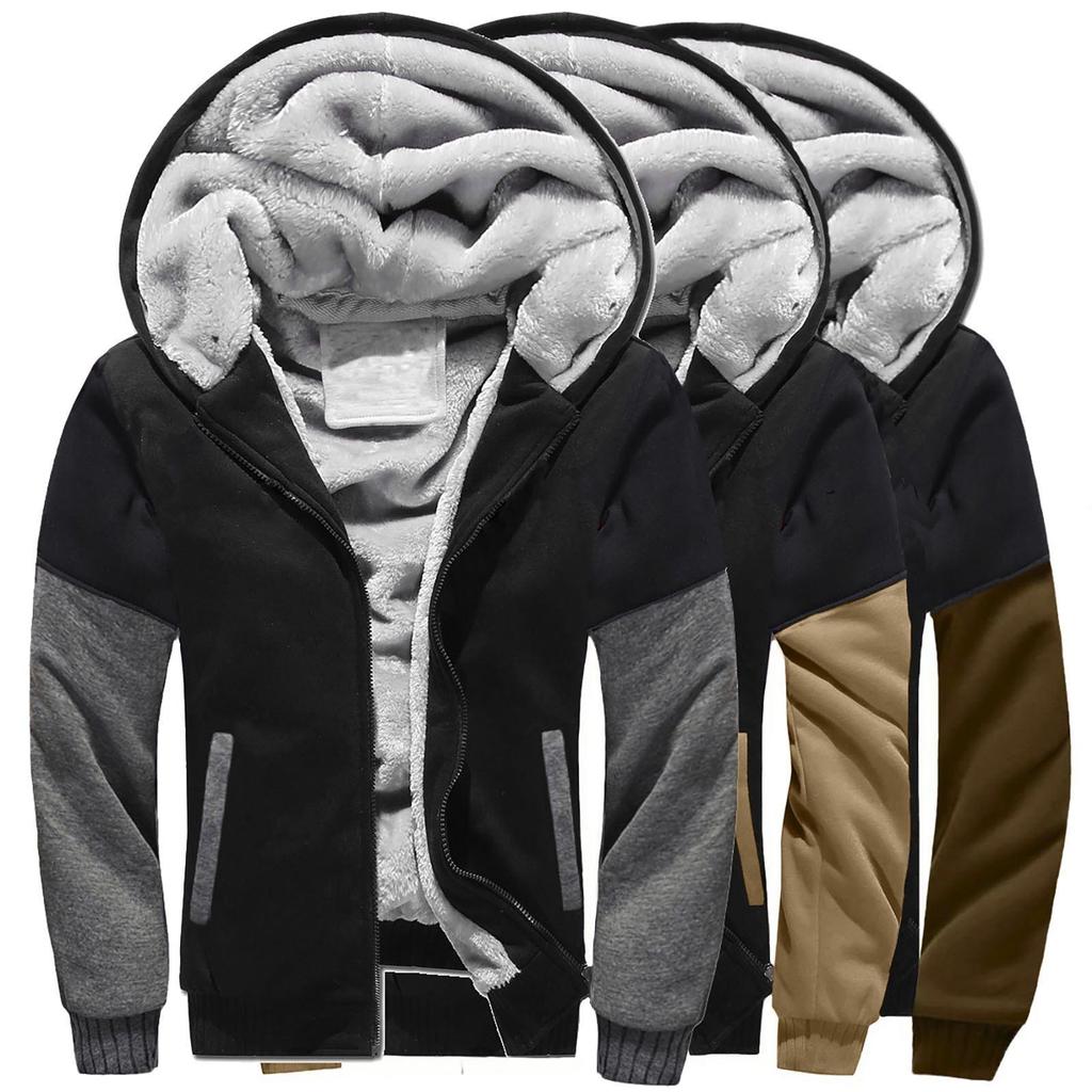 Men's Pullover Winter Workout Fleece Hoodie Jackets Full Zip Wool Warm Thick Coats