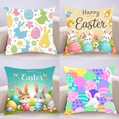 Ostern Cartoon Hase Ei Kissenbezug Kissenbezug Weich Niedlich Dekokissenbezug Für Auto Sofa Kissenbezug Polyester Mit Reißverschluss