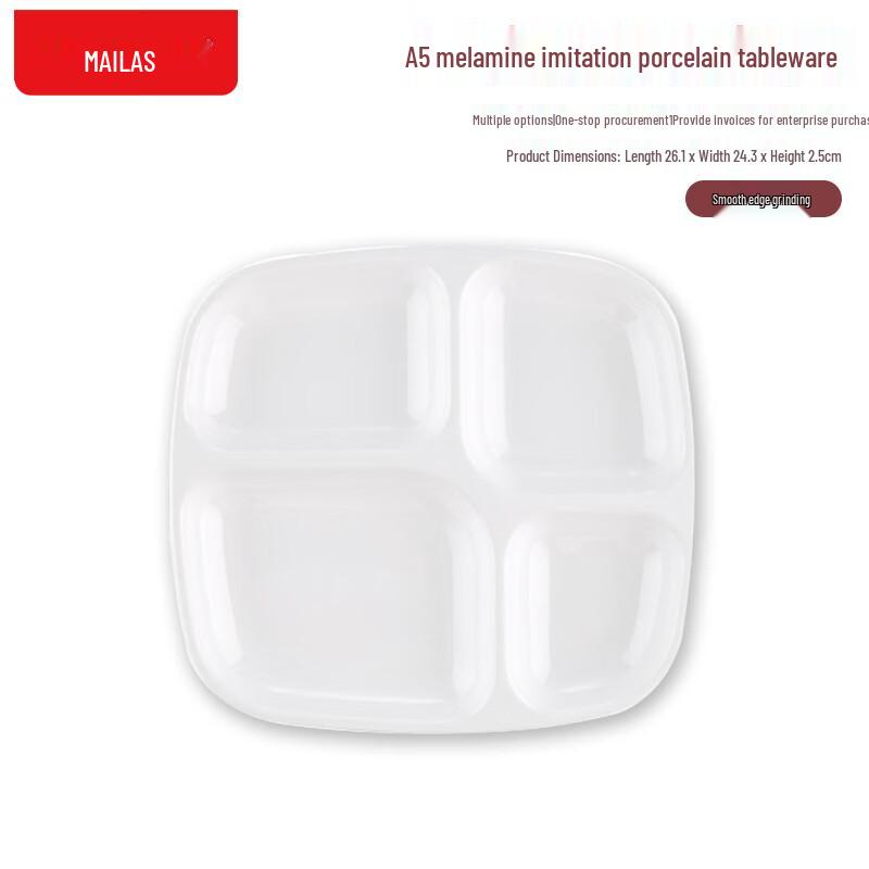 Oulotti Commercial Melamine Round 4-Compartment Canteen Plate