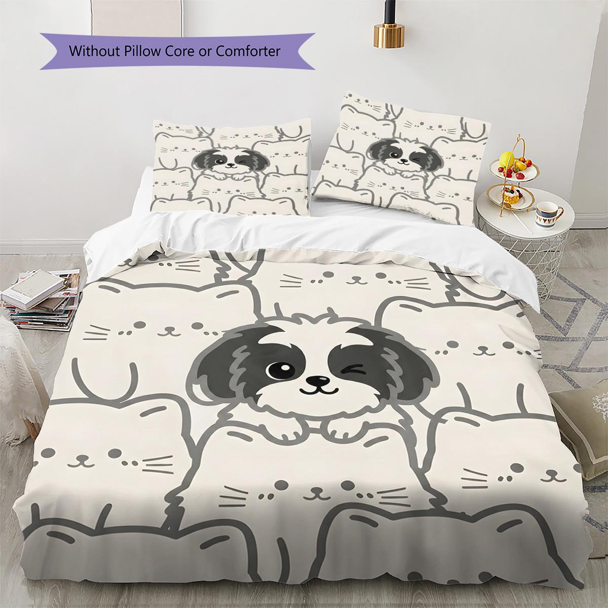 

Shih Tzu Pattern Bedding Quilt Set Quilt Cover Pillowcase Home Decoration Birthday Gift (1 * duvet cover + 2 * pillowcase, without core) 135x200cm