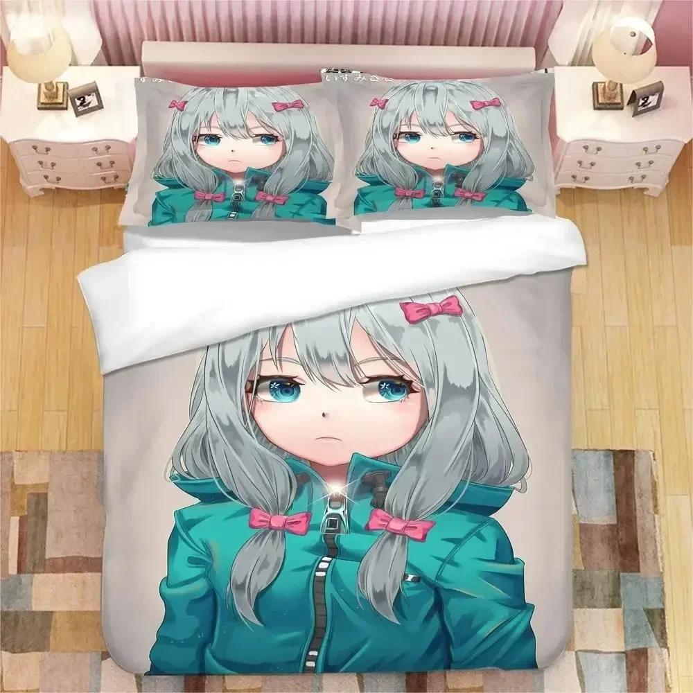 Mädchen Izumi Sagiri Bettwäsche-Set Bedrucktes Bettset mit Kissenbezug Bettbezug Weich Queen King Size Bettwäsche Heim Bettwäsche