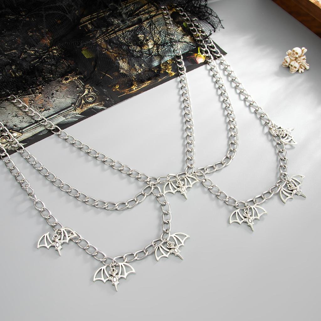 Punk Style Spider Web Pendant Multi-Layer Body Chain Vintage Crescent Moon Joint Waist Chain for Women Men Unisex Streetwear Accessory