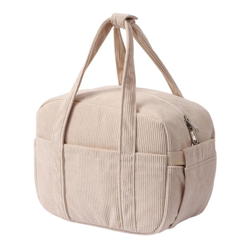 

Large Capacity Cotton Lunch Bag With Aluminum Foils Lining for Picnics Office Meals and Daily Use Items