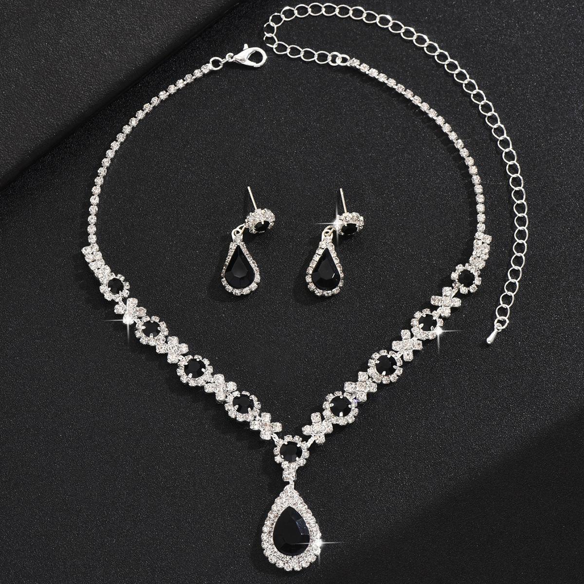 

Женский комплект ювелирных изделий из высококачественных кристаллов и драгоценных камней, женское ожерелье с каплями воды, серьги-гвоздики, браслет