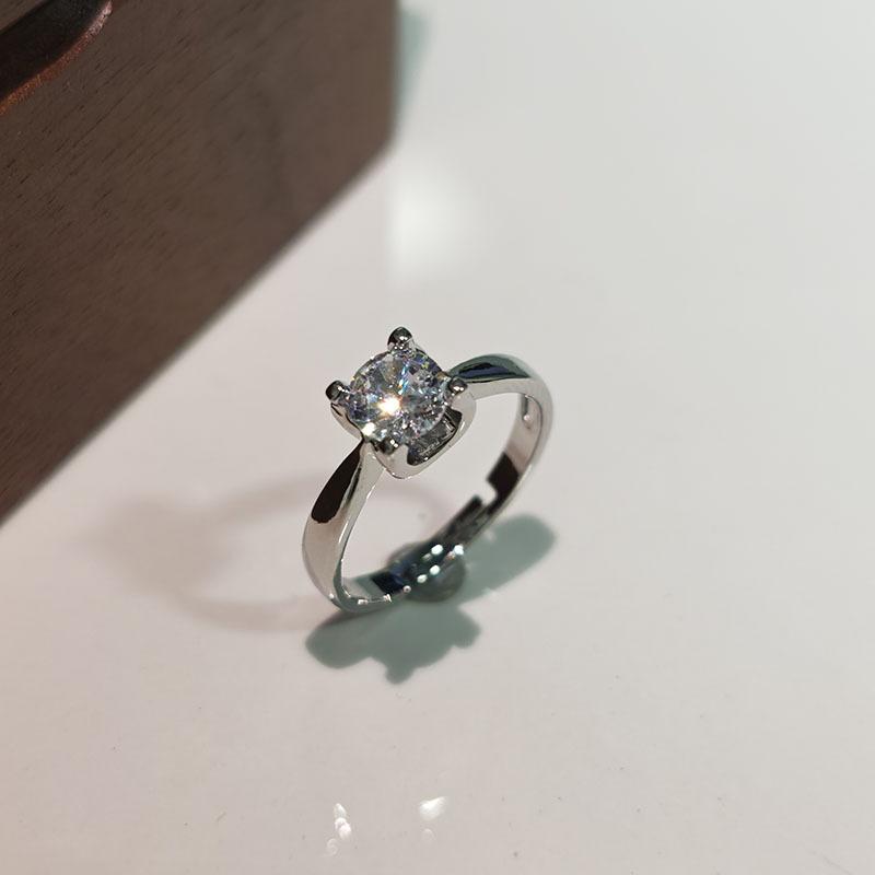 6Pcs Simple single zirconia ring with adjustable opening finger ring wedding accessory ring