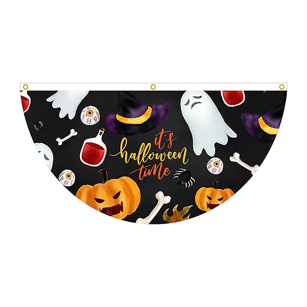 Halloween Fan-Shaped Flag - 4590cm - Single Sided Printed Polyester for Outdoor Garden Decoration