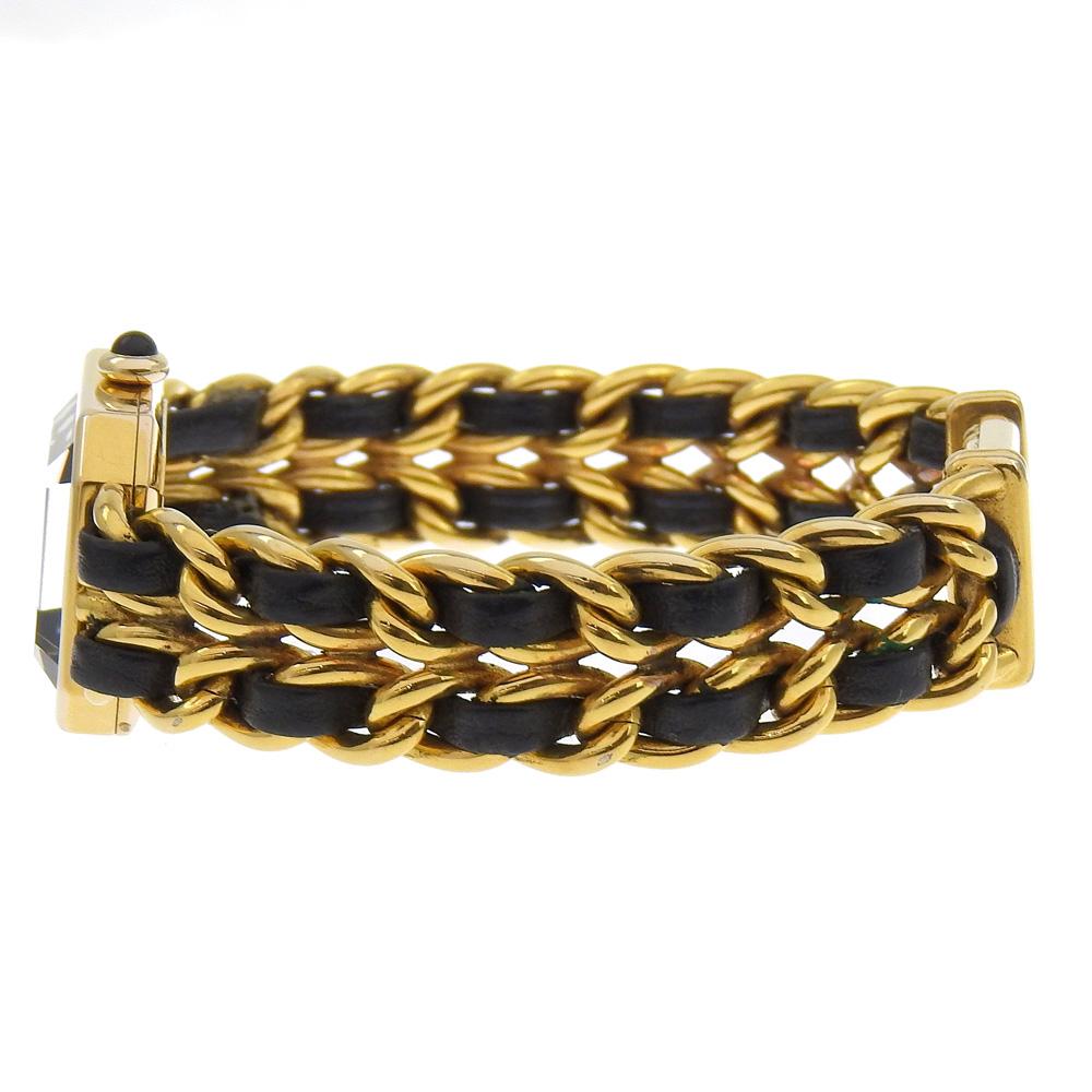Chanel Premiere L Watches H0001 blackDial Plated Gold/leather Quartz Analog Display Women Used