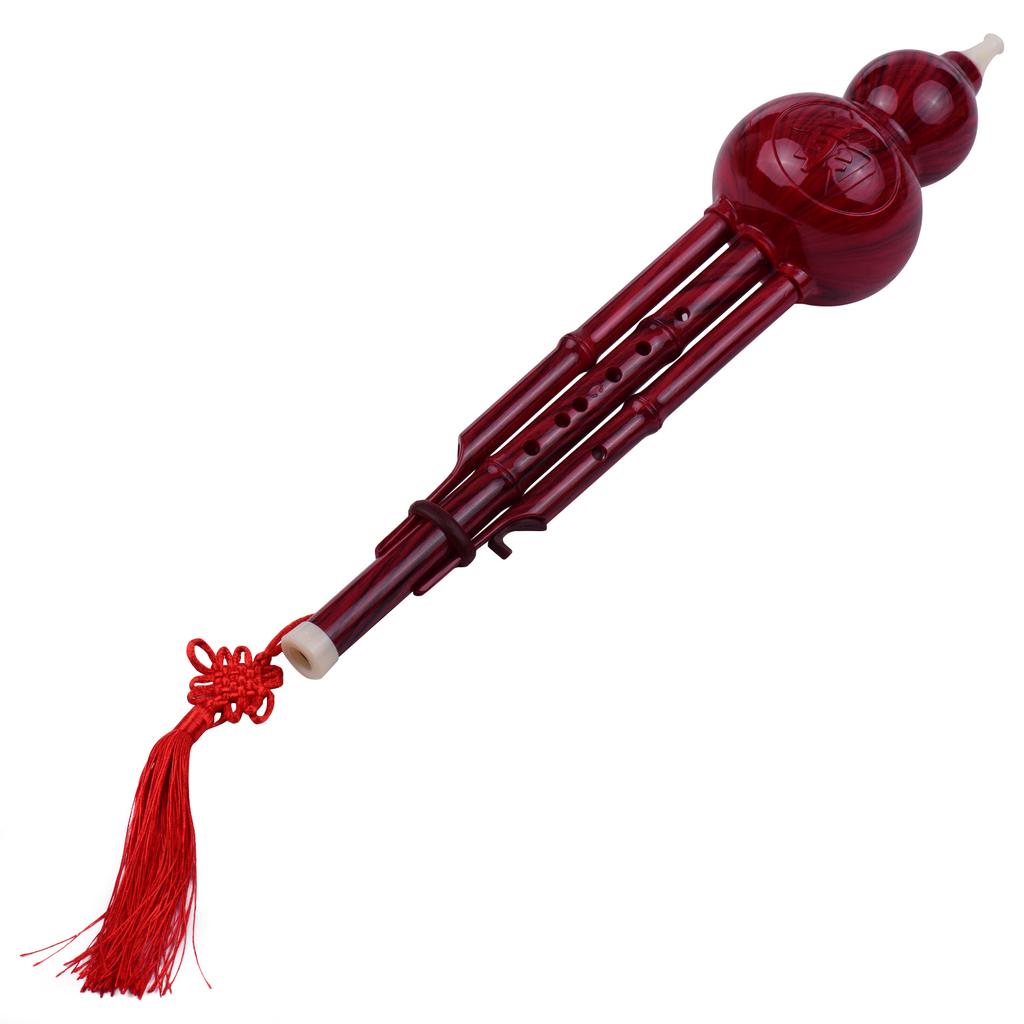 2 Tone C Key Hulusi Gourd Cucurbit Flute Resin Pipes Chinese Traditional Instrument with Chinese Knot Carry Case for