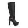 Winter Knee High Boots Women Autumn Knight Black White Large Size High Heels Platform Zipper Fashion Buckle Ladies Long Shoes