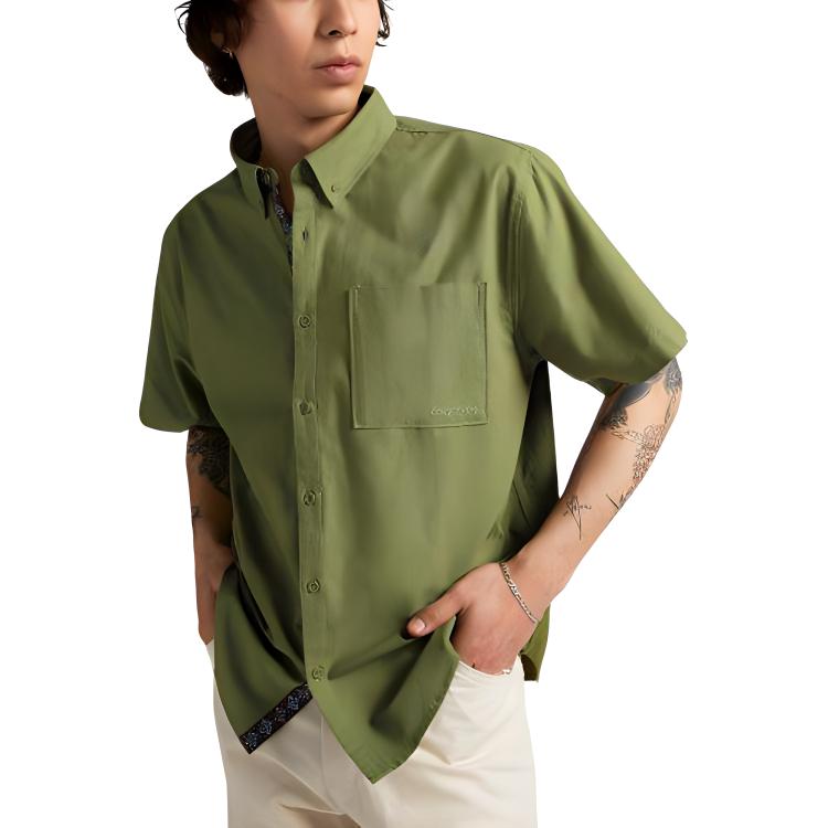 Converse Shirts Men's Oil Green Polo Collar Moderate Other 10025290-A02