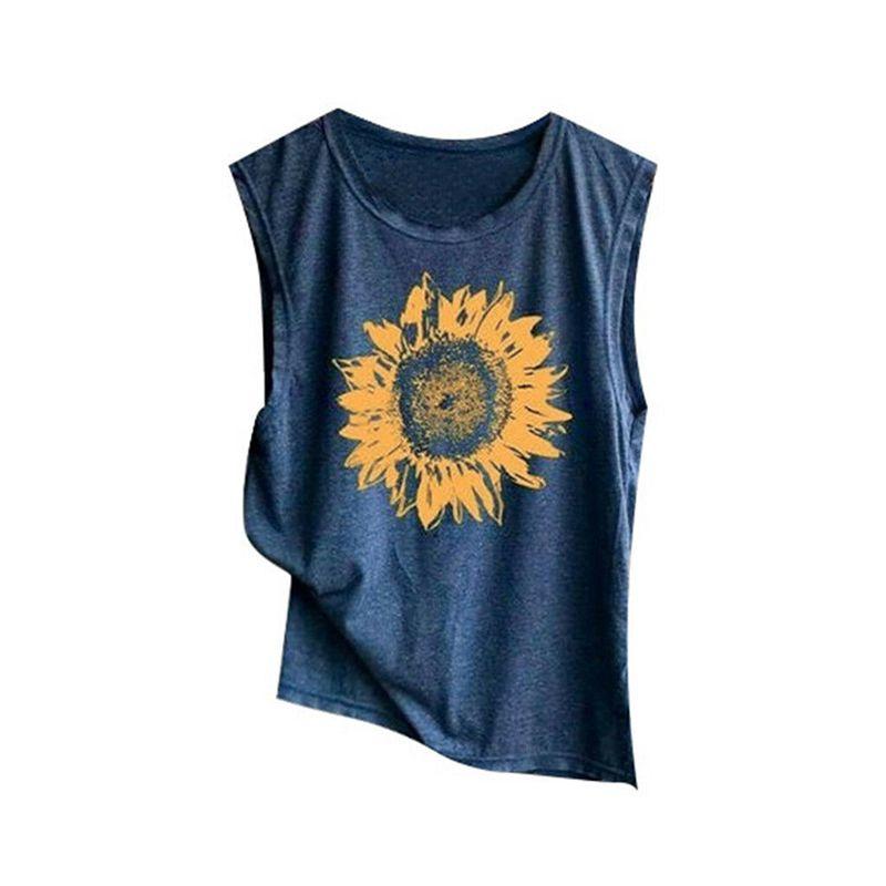 Stylish And Comfortable Women Sleeveless Top With Eye-catching Sunflower Design