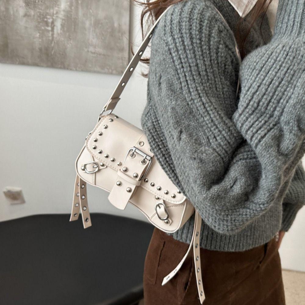 American Style Y2K Armpit Bag Sweet Cool Underarm Bag Casual Rivet Shoulder Bag  Spicy Girls