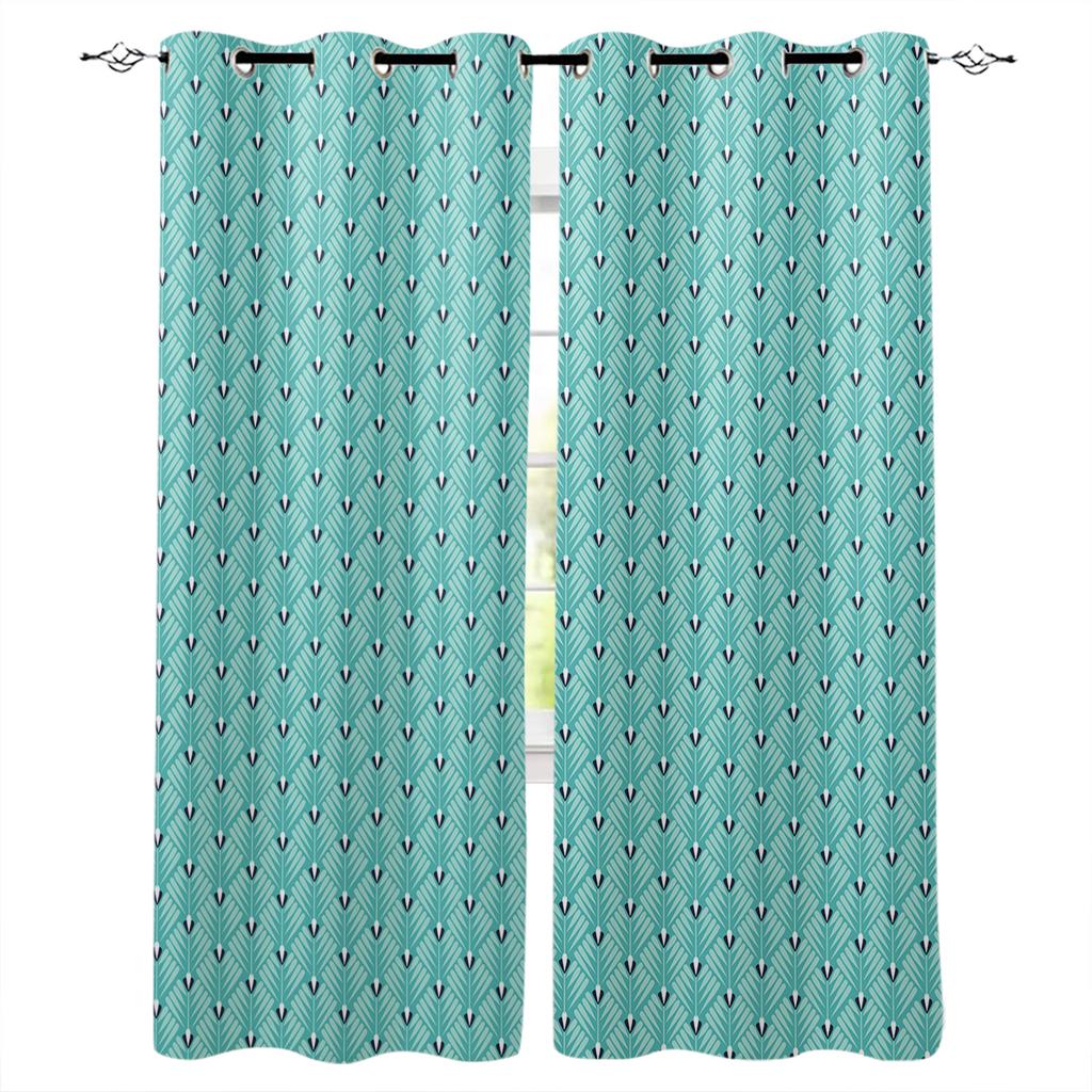 Rideaux de Fenêtre Aquarelle Bleue Panneaux de Rideaux de Cuisine Rideaux Décoration Intérieure pour Salon Rideaux pour Chambre à Coucher