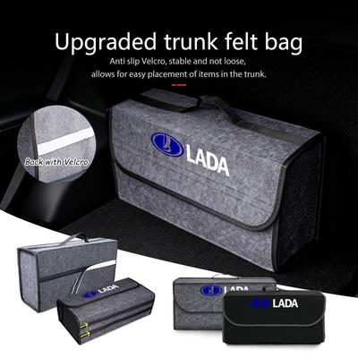 For Lada Car Foldable Felt Trunk Storage Bag Large Capacity Organizer Box Accessories Samara Niva Vesta Granta Riva Priora 4x4