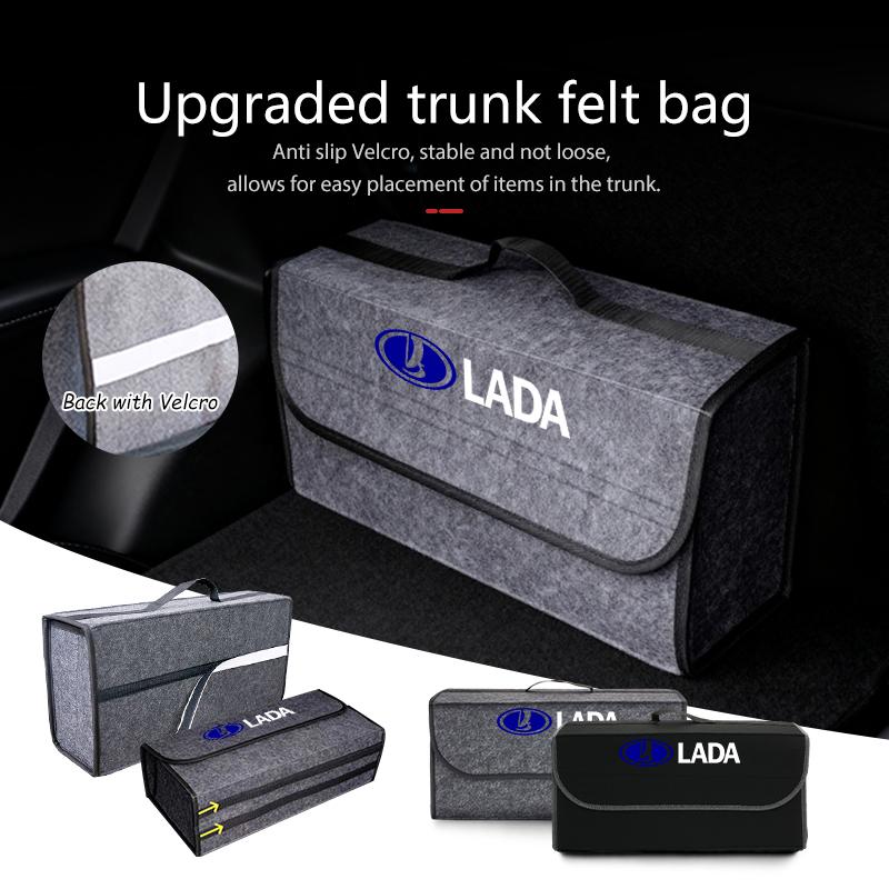 For Lada Car Foldable Felt Trunk Storage Bag Large Capacity Organizer Box Accessories Samara Niva Vesta Granta Riva Priora 4x4 WW20