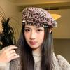 Leopard Print Artistic Beret for Women - Autumn/Winter Minimalist British Style Painter Hat