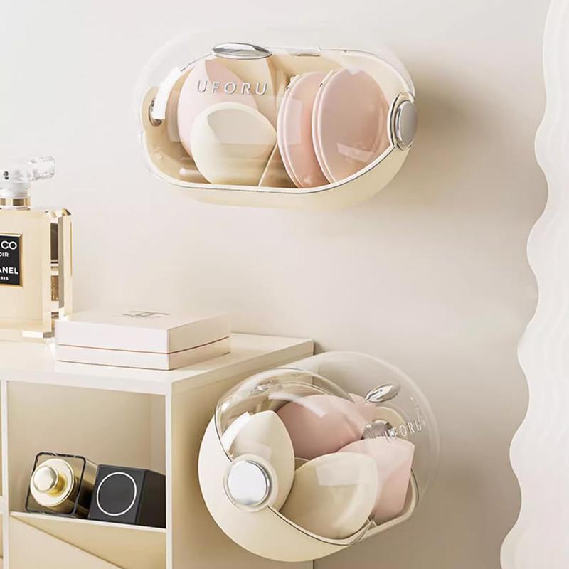 2PCS Prachotěsný držák na make-up houbičku Nástěnný držák na make-up mixér Průhledný organizér na kosmetické houbičky do koupelny Ložnice