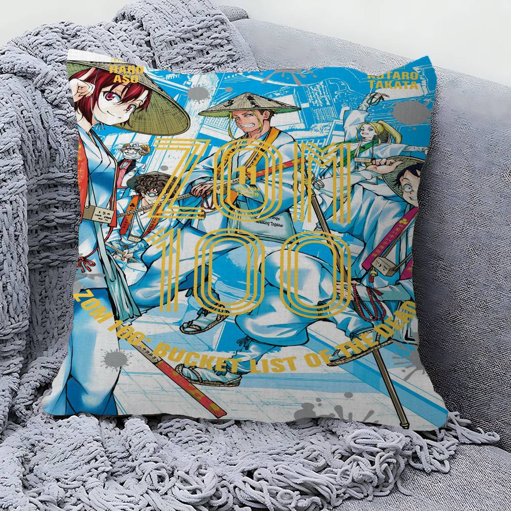 Anime Zom 100 Bucket List of the Dead Cushion Cover Inches Farmhouse Decor Home Throw Pillow Covers for Couch Decorations