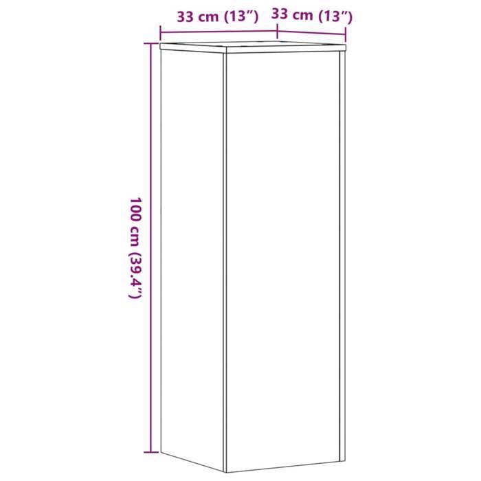 VidaXL Support pour plantes gris béton 33x33x100 cm bois d'ingénierie, support de fleurs, support de pot de plante, support 852954