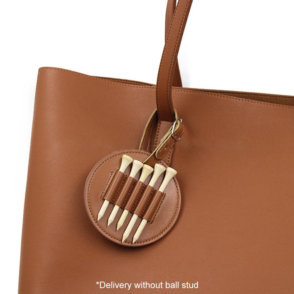 Golf Tee Holder Organizer PU Leather Golf Tee Storage Bag 5 Tee Holes Hanging Belt for Men Women Brown Black Golf Accessories