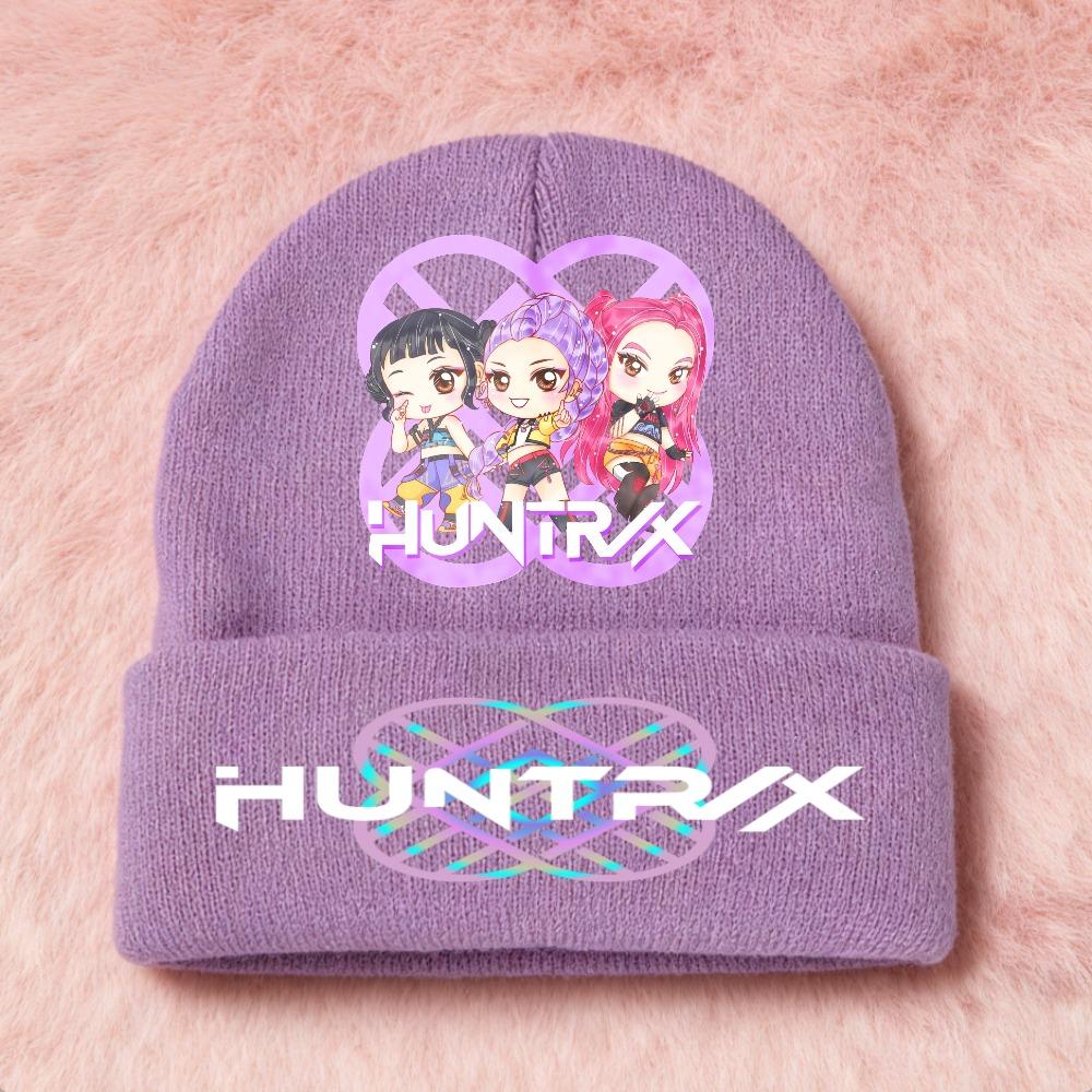 KPOP Demon Hunters Cute And Charming Cartoon Printed Children Knit Beanie Warm Cold Season Cap Girls Outdoor Sports Birth Date Present Accessories