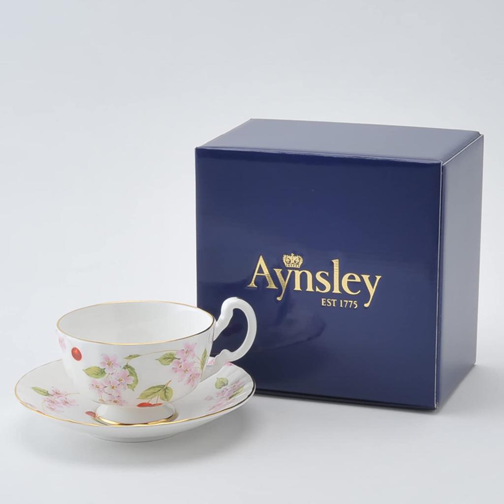 Aynsley Cherry Blossom Tea Cup & Saucer, Oban, Approx. 180ml, CBPT05006U