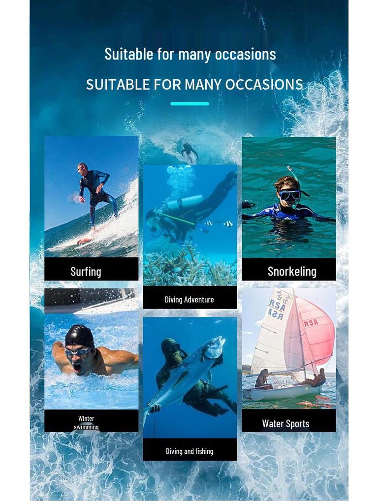 3mm OUZO Unisex Wetsuit: Warm, Quick-Drying, Super Elastic, Sun-Protected One-Piece for Winter Surfing and Diving.