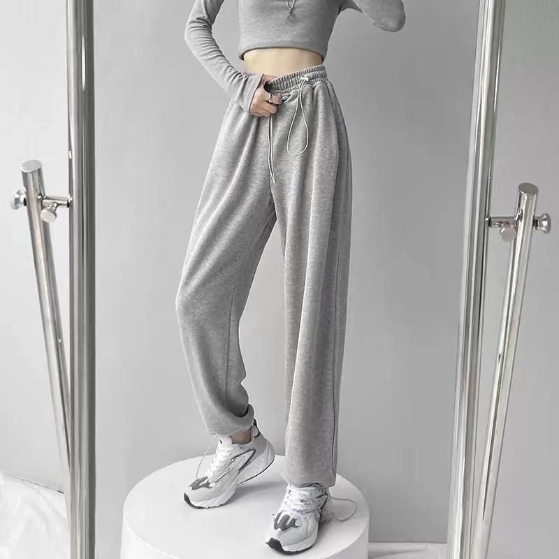 

Зимние теплые спортивные штаны для женщин с высокой талией, спортивные брюки из бархата с широкими штанинами, женские спортивные штаны, осенние флисовые спортивные штаны для женщин S светло-серый