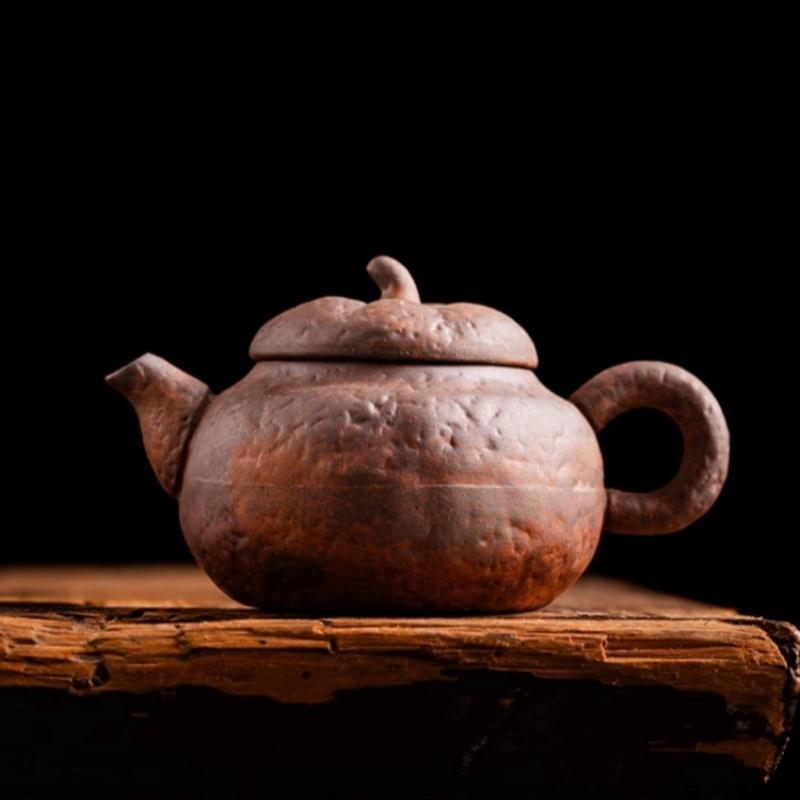 Raw Ore Rough Pottery Tea Pot, Handmade Tea Set, Single Pot, 120cc Small Tea Pot