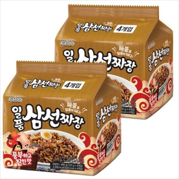 Paldo Ilpoom Samseon Jjajang (1pack-4pieces) , Korean Ramen
