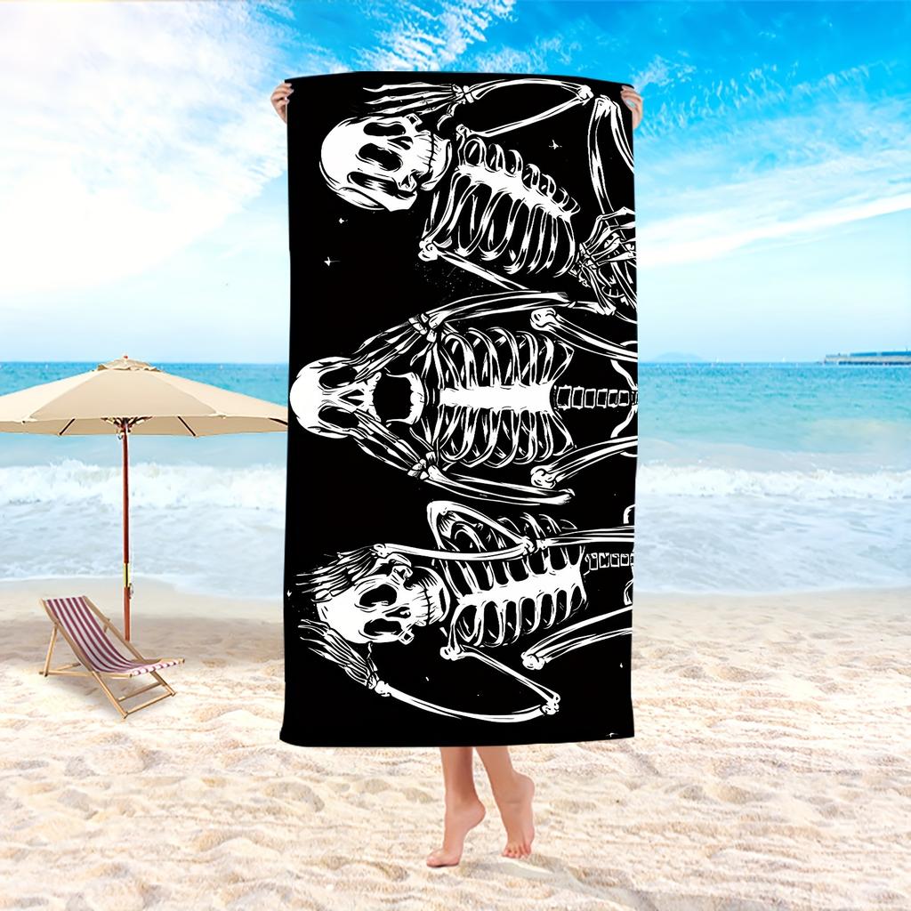 Totenkopf Strandtuch, Super Saugfähiges Mikrofaser Leichte Schnell Trocknende Sonnencreme Decke für Camping Outdoor Sommerreisen