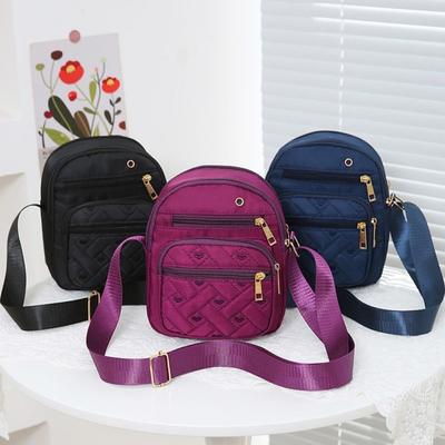 Four-layer Shoulder Bag Nylon Small Phone Bag Casual Zipper Crossbody Bag Storage Bag